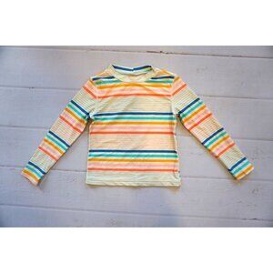 Crewcuts Girls UPF 50+ Rainbow Strip Rash Guard - Size 4/5
